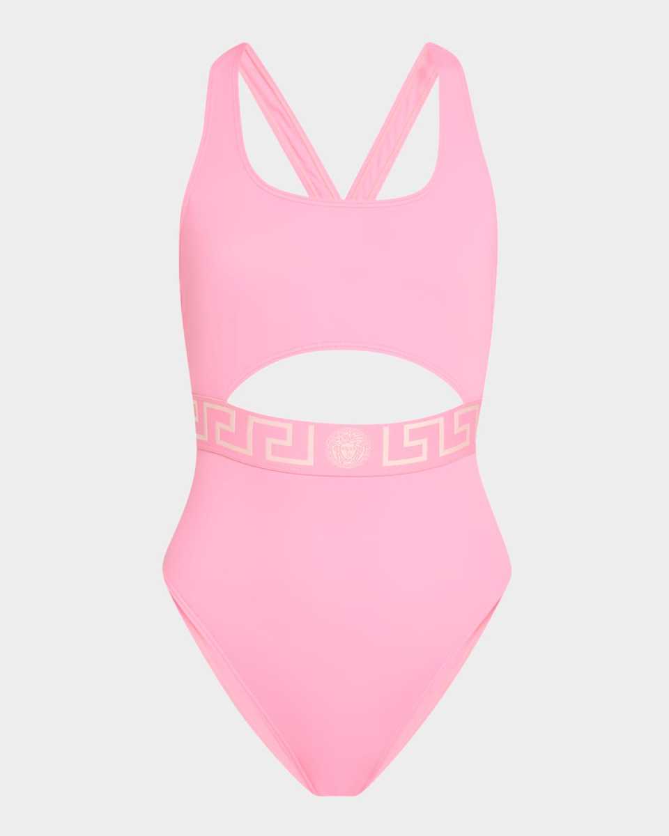 Greca Border Cutout One-Piece Swimsuit